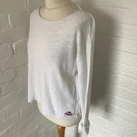 Superdry Icarus Knit Jumper - Size M - White - Cotton - P2P 22” - Picture 3 of 8